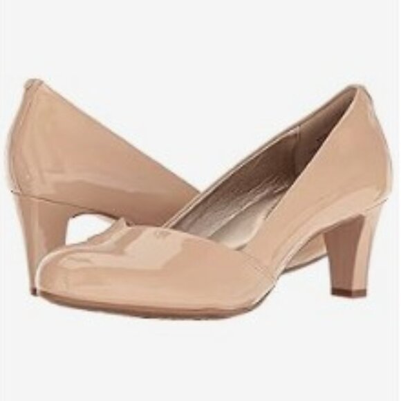 Easy Spirit Shoes - Easy Spirit Women's Patent Leather Heeled Albie Dress Shoes Nude Size 6W
